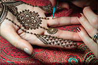 beautifully designed henna patterns on both hands