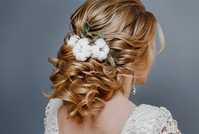 Bridal hair with jewelled hairband