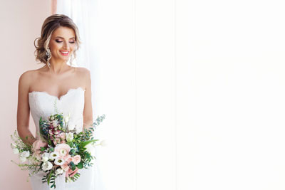 A bride holding a bouquet