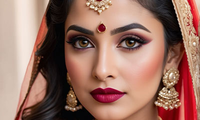 A bride with red accessories