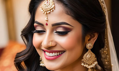 A bride with gold accessories